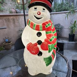 Christmas Blow Molds Vintage Snowman 39” Tall Condtion 