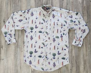Men's Ralph Lauren Chaps Fishing Lure Pattern shirt size Small 90s Vintage