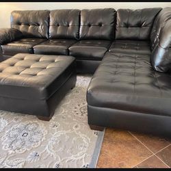 Alliston Dark Brown Leather Sectional 🌟 New Brand Ashley💥 Financing Available👍