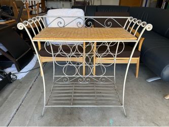 PIER 1 NATURAL-SILVER IRON-WICKER WINE RACK