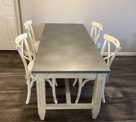 Zinc topped dining table