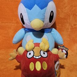 Pokemon Piplup & Darumaka Plush Bundle 
