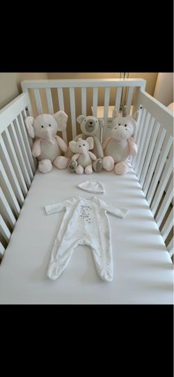 RESTORATION HARDWARE WYLER PANEL CRIB + TODDLER BED KIT IN WAXED WHITE