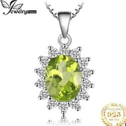 925 Princess Diana Natural Peridot Pendant 