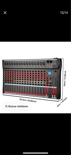 16 channel mixer audio,Console with Bluetooth USB, dj mixer,dj equipment for Computer Recording Input, 48V Power, Beginners