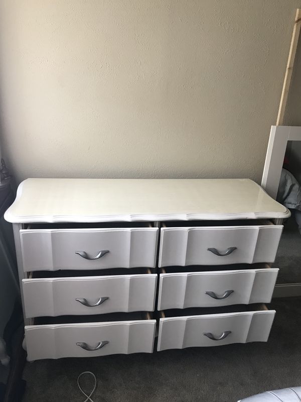 6 Drawer French Style Dresser Refinished 50 Inches Long 18