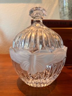 Vintage Bohemia Queen Lace 8” Pedestal Bowl Hand Cut 24% Lead Crystal Czech