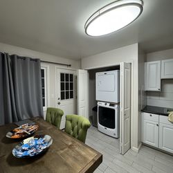 8 seater solid wood table 2 green chair and bench