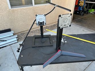 Dual Monitor Stands with USB LED Monitor Light – $15