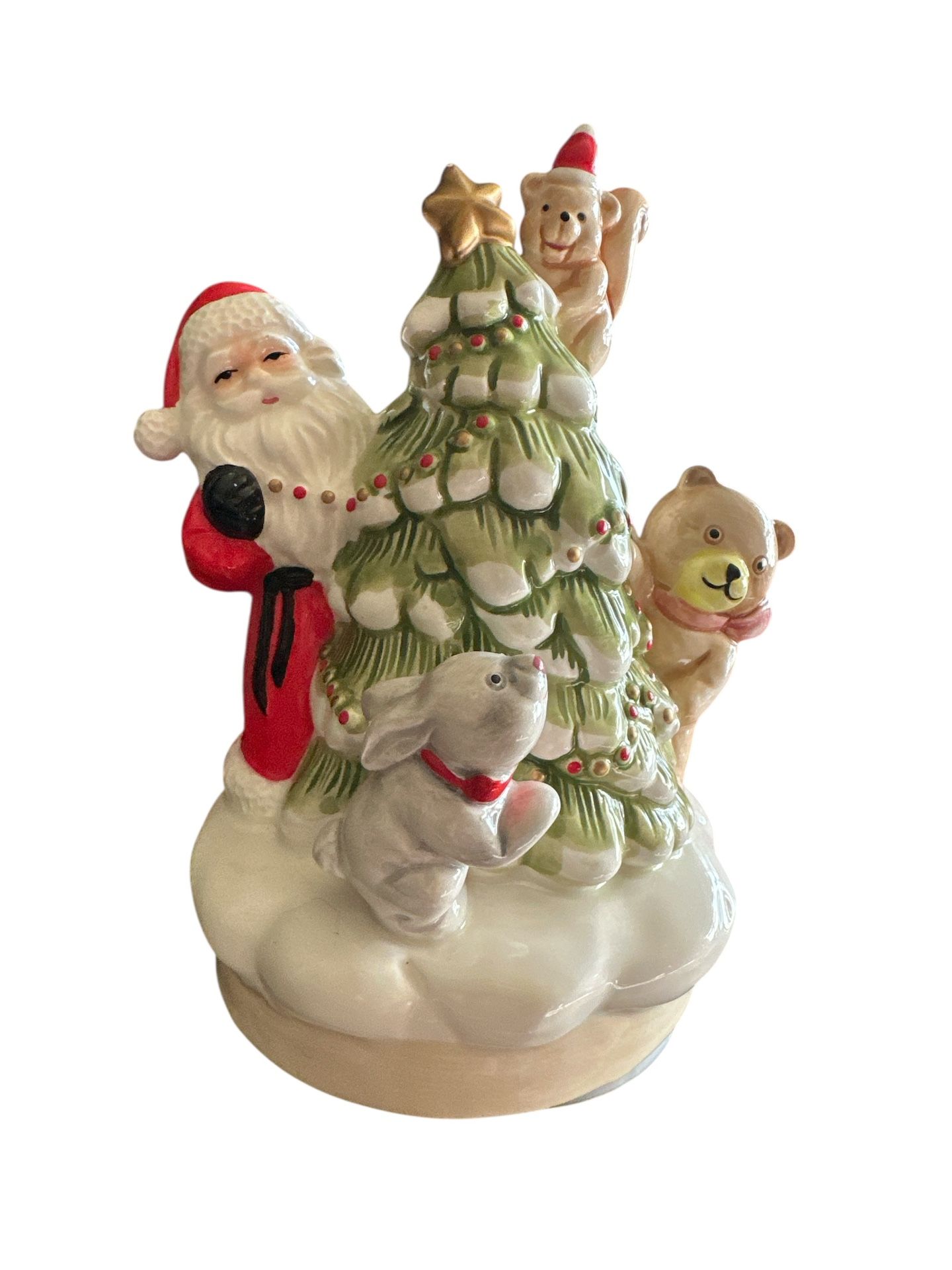 Vintage fitz Floyd Christmas mid century musical box not working playing Santa clause coming to town no original box 8”