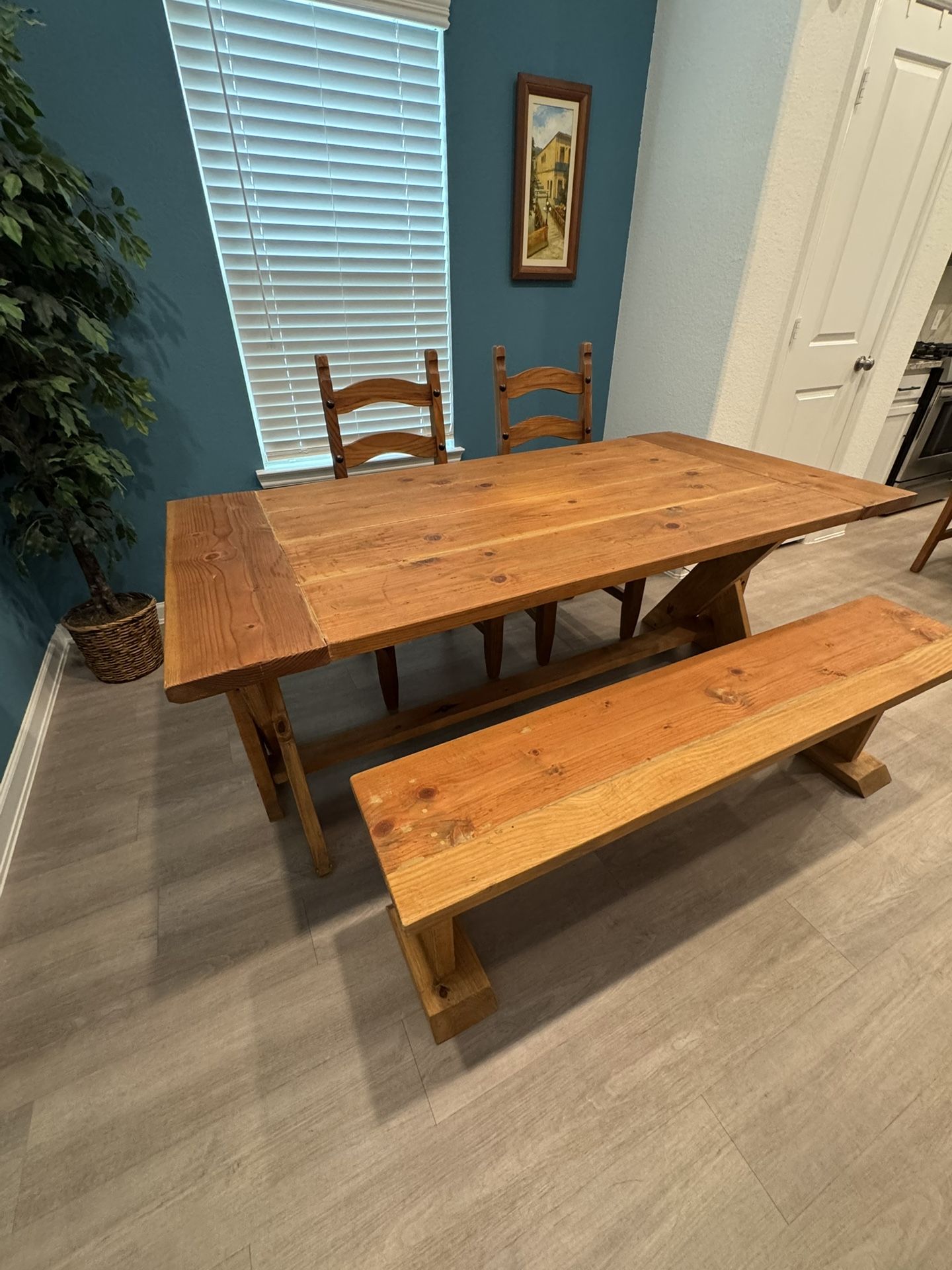 Wood Table With Bench