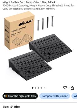 Nilight Rubber Curb Ramps 5-Inch Rise, 2-Pack