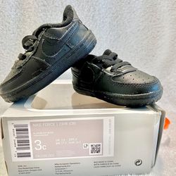 Nike CK2201-001 Black Air Force One Low Infant Shoes Size 3C🔥