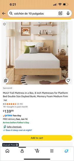 Memory foam full mattress 8” inch