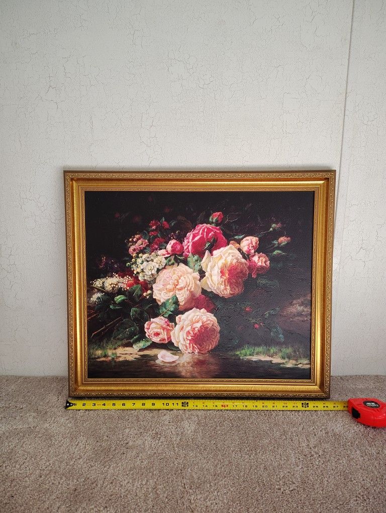 Canvas Wood Floral Painting