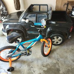 Kids 12V Truck And FREE Bike