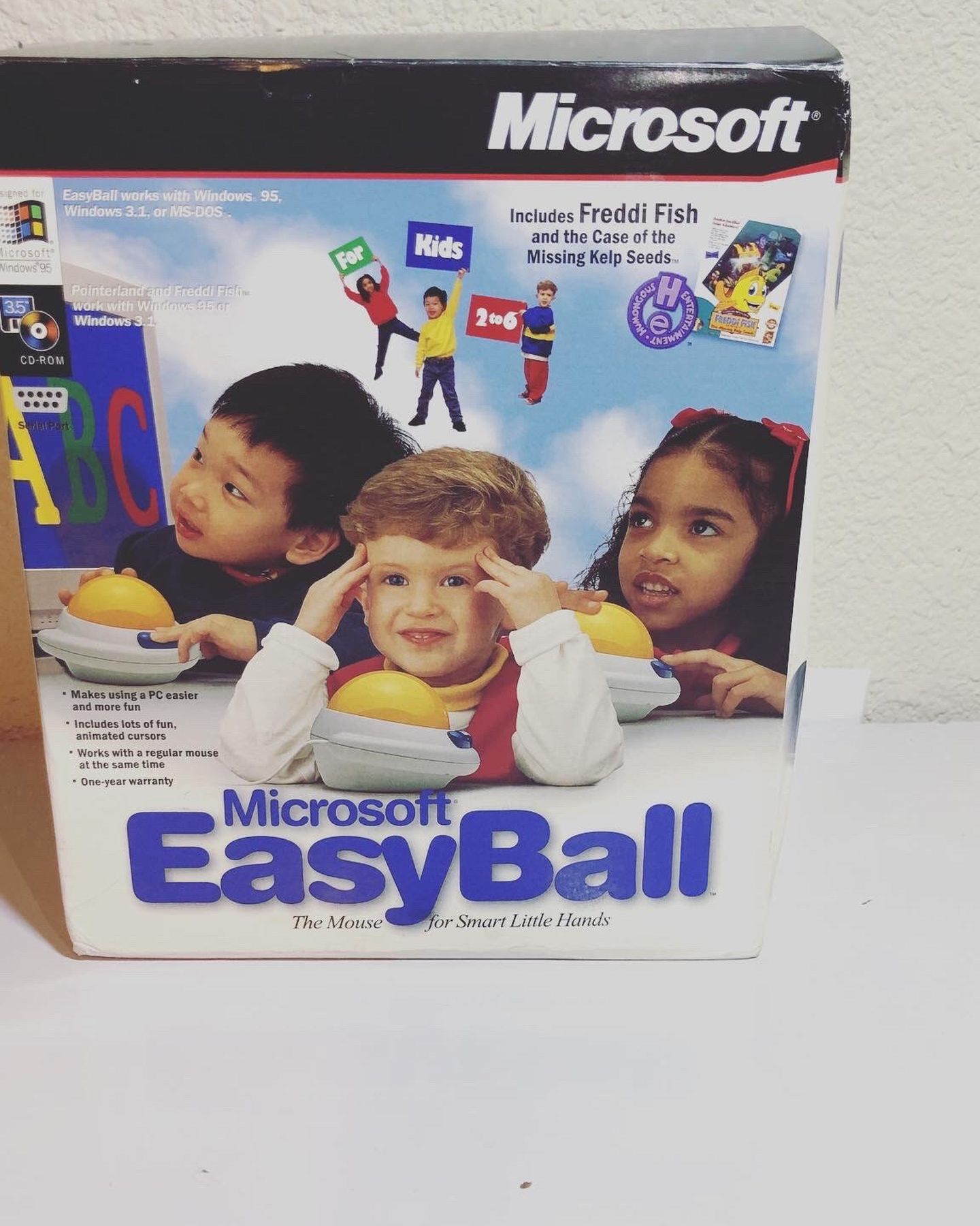 *NEW Vintage Microsoft EASYball 64518 Serial Trackball Yellow Factory