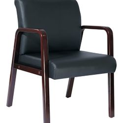 Mahogany Wood /Black Bonded Leather Guest Chair $169.00