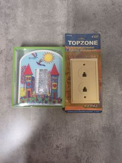 Vintage HiSAVER Switch Plate Cover & Topzone Phone Jack - NEW
