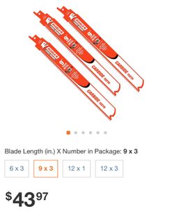 Diablo DS0908CF3 9 in. 8 TPI Steel Demon Carbide Tipped Metal Cutting Reciprocating Blade (3-Pack)