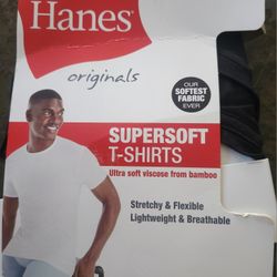 HANES T-shirts Mens L , 3 TAGLESS,  black,grey,white