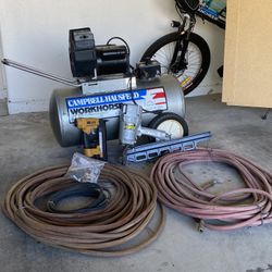 Compressor, 200’ hose, 16d nail gun, finish nail gun