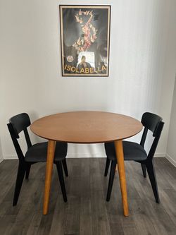 Crosley Mid-Century Round Dining Table + 2 IKEA Chairs