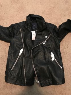 Woman black leather jacket New