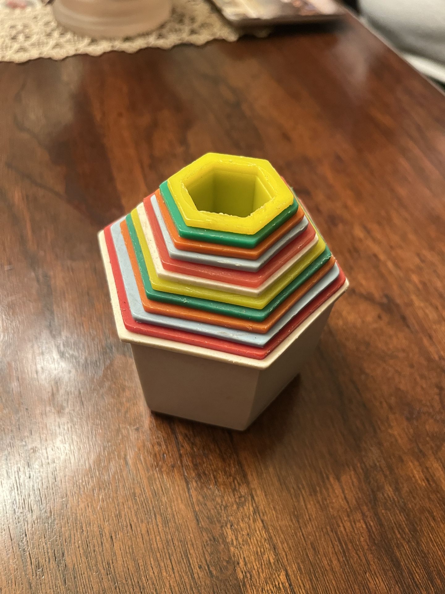 VTG Stacking Nesting Baby Child Guidance Toy Animal Hexagon Cups Plastic Novelty