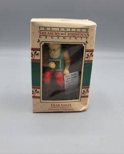 Vintage ENESCO 1982 Dear Santa Claus Chair List Christmas Ornament