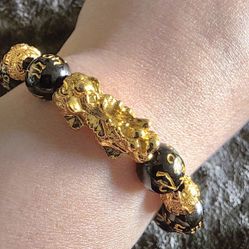 Gold and Black Beaded Bracelet