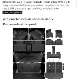 Alfombrillas para Hyundai Palisade Hybrid 2026 2027 7 y 8 Juego de alfombrillas de protección completa con forro de carga, TPE para todo tipo de clima