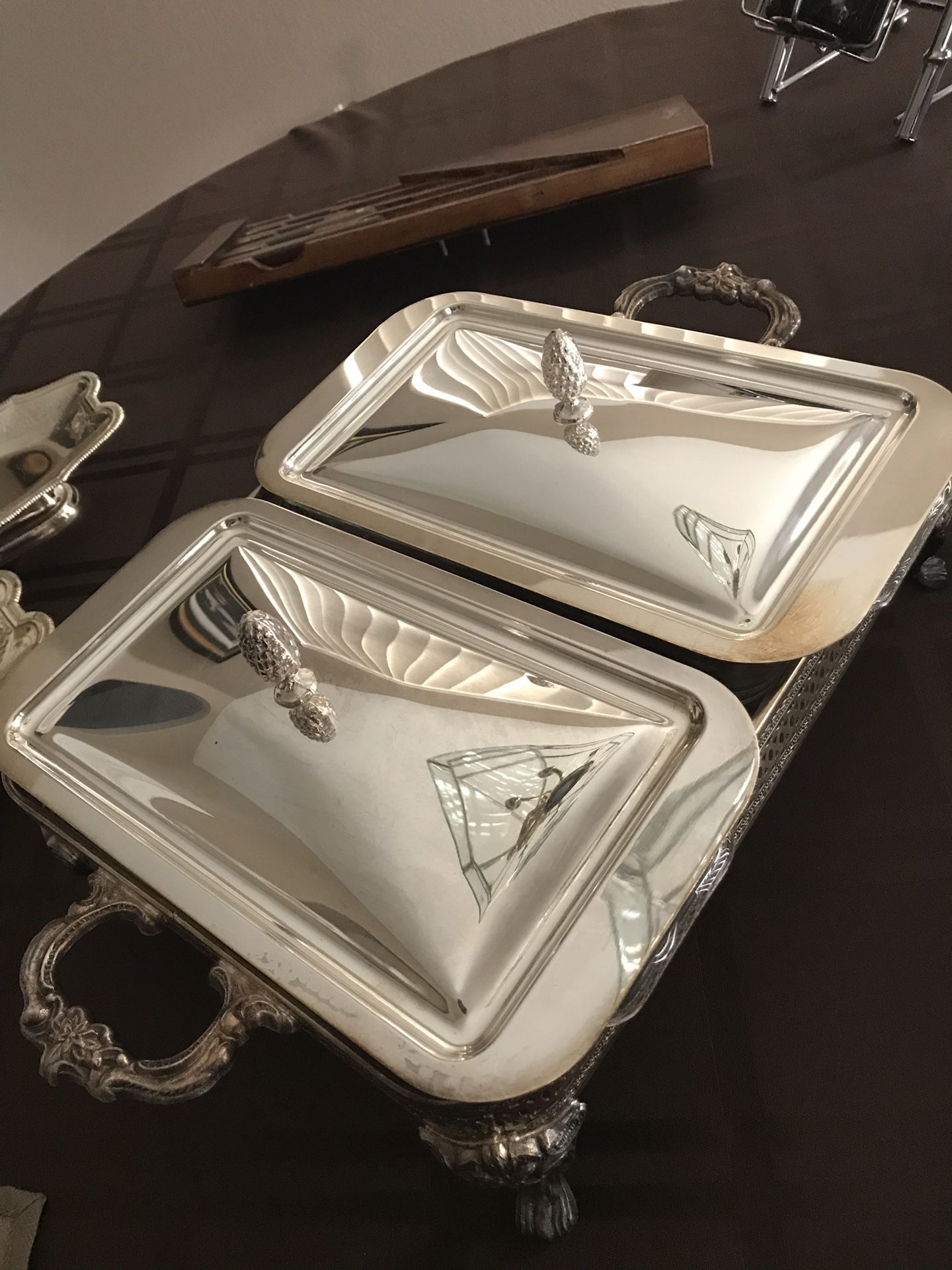 Silver Plated Double Pyrex Serving Dish