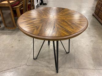 ASHLEY FURNITURE Round Mid-Century Style Centiar Dining Room Bar Table with Marquetry Top