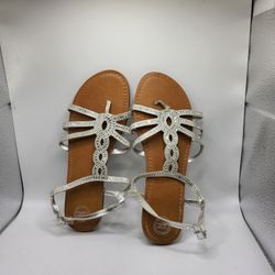 Womens Tan & Silver Sandals Sz 6
