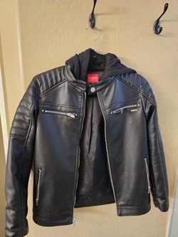 Guess Leather Black Jacket Size 12 For Boys Or Girls
