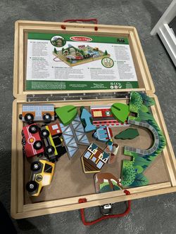 Melissa & Doug Take-Along Railroad Wooden Tabletop Play Set