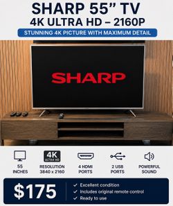 Sharp  55” 4K Ultra HD Smart TV