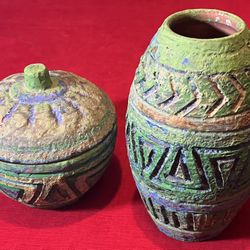Italian Bitossi Vase & Dish W/Lid !