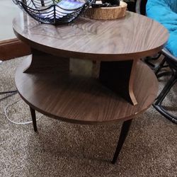 Rare MCM Mid Century Modern 2-Tier Round End Coffe Table Formica Finish