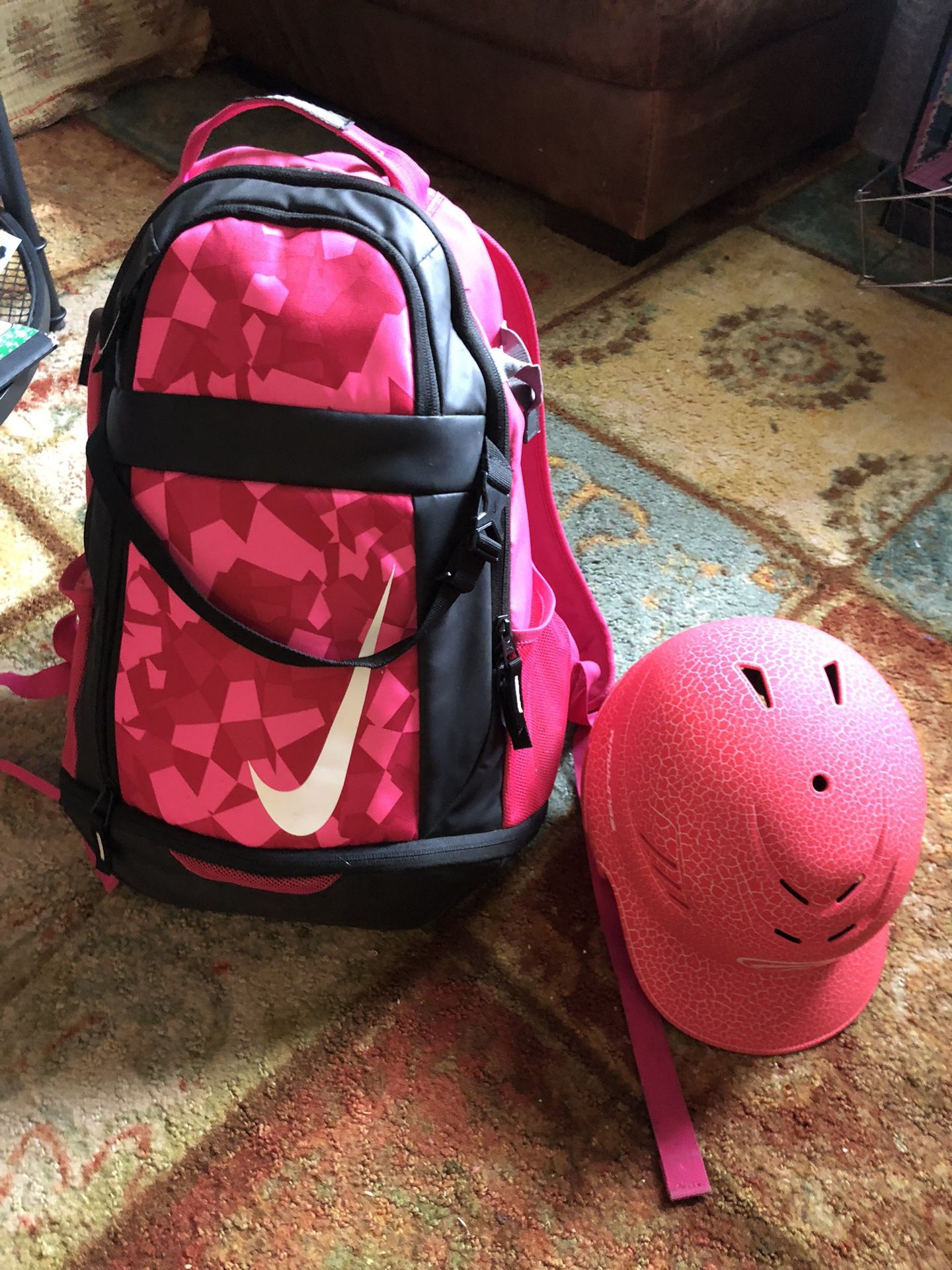 Baseball Bag And Helmet