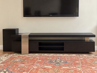 Modern Dark Wood TV Stand with Metal Accents