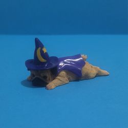 Danbury Mint Miniature Figures Pug Dog, Halloween, Lying Down Witch Dress.