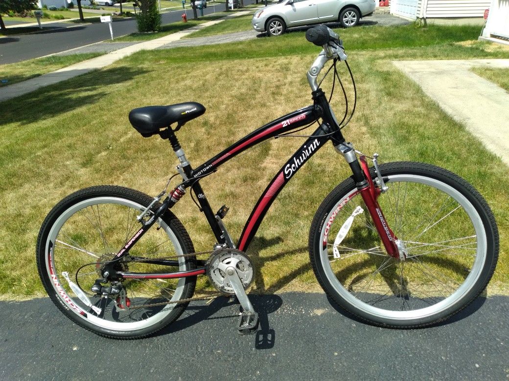 Schwinn Midtown 21 Speed Hybrid Suspension Bicycle 26 Inch Comfort Bike for Sale in Aurora IL OfferUp