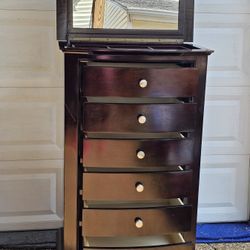 Six Drawers Lingerie Chest with Mirror & Jewelry Box (27.5"W x15"D x50"H)... $250