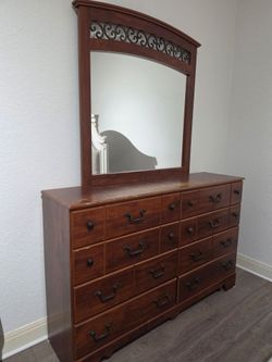 Wood Dresser with Mirror