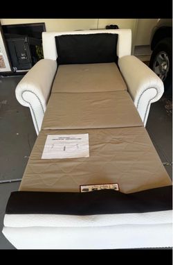 White Faux Leather Sleeper chair with Nailhead Trim