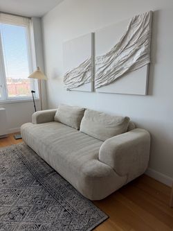 west elm sofa - beige textured fabric, modern low profile