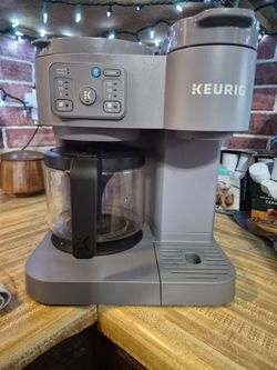 K-cup/coffee pot duo.