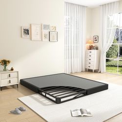 5 Inch Box Spring for Queen Bed Low Profile Queen Box Spring, Queen Size Bed Base 3500 lbs Black Heavy Duty Metal Mattress Foundation with BoxSpring
